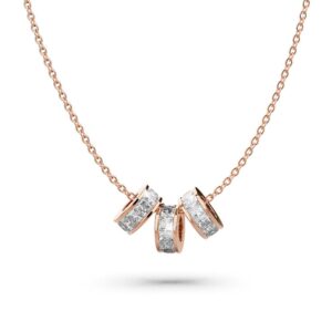 Triple Charm Pendant Necklace Rose Gold Layered
