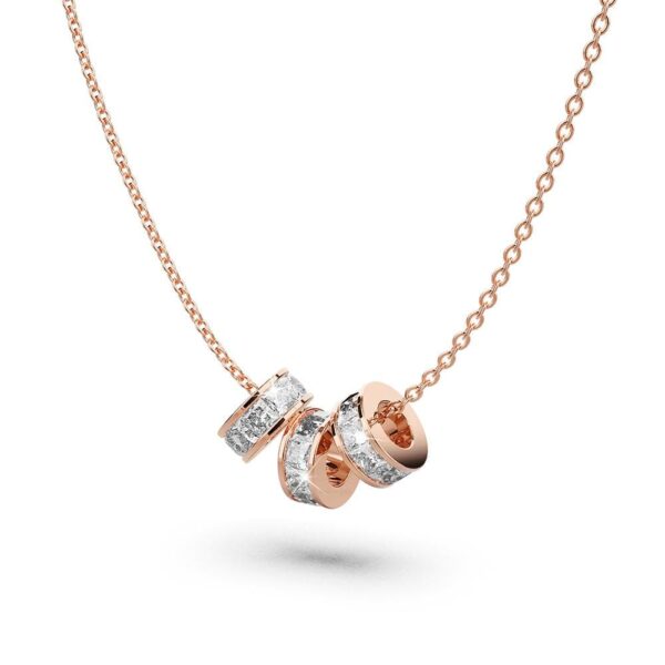 Triple Charm Pendant Necklace Rose Gold Layered - Image 2