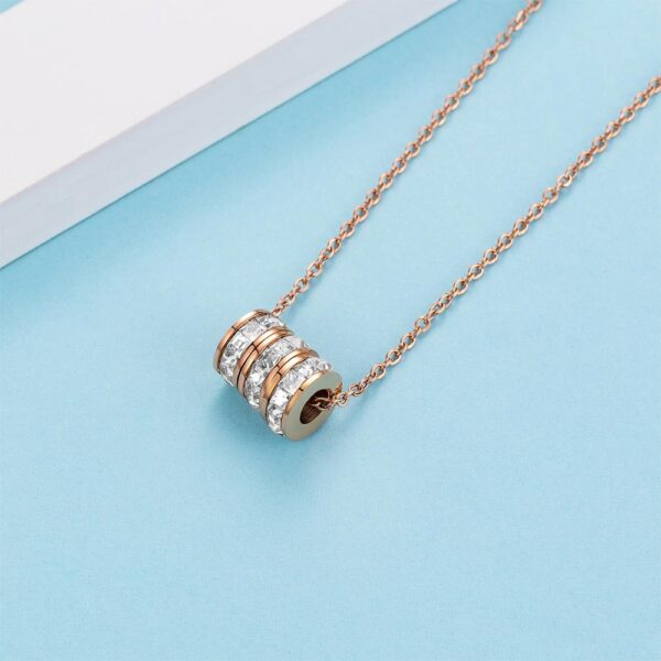 Triple Charm Pendant Necklace Rose Gold Layered - Image 4