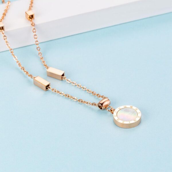 Alexandria Onyx & MOP Shell Necklace  Rose Gold Layered - Image 6