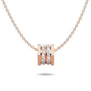 Hexagon Barrel Slider Pendant Necklace 18ct Rose Gold