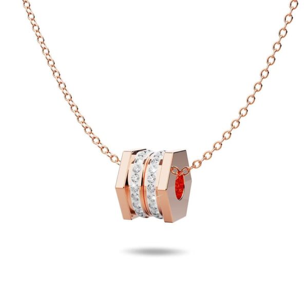 Hexagon Barrel Slider Pendant Necklace 18ct Rose Gold - Image 2
