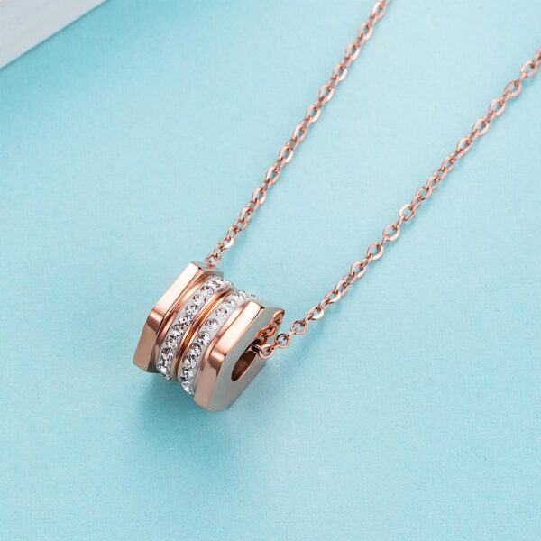 Hexagon Barrel Slider Pendant Necklace 18ct Rose Gold - Image 4