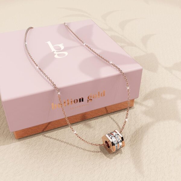 Hexagon Barrel Slider Pendant Necklace 18ct Rose Gold - Image 5