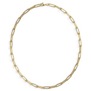 Textured Paper-Clip Link Chain Necklace in Gold