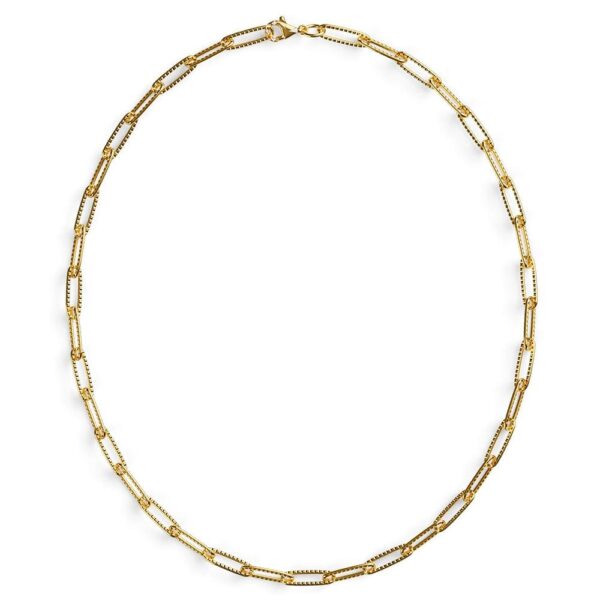 Textured Paper-Clip Link Chain Necklace in Gold