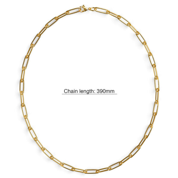 Textured Paper-Clip Link Chain Necklace in Gold - Image 6