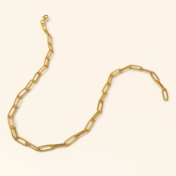 Textured Paper-Clip Link Chain Necklace in Gold - Image 2