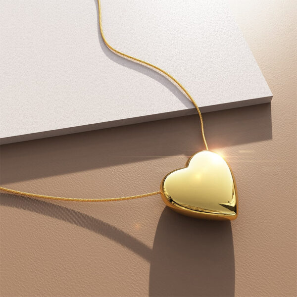 Solid Heart Necklace in Gold - Image 3
