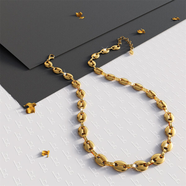Interlock Anchor Chain Necklace in Gold - Image 2