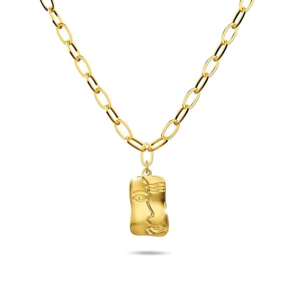 Abstract Face Necklace in Gold