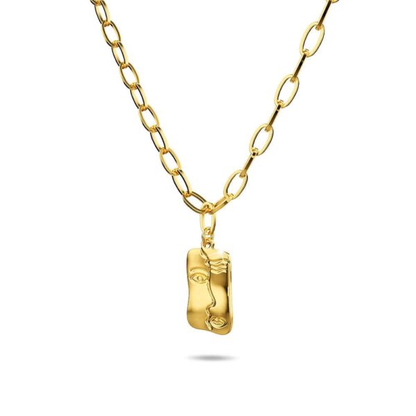 Abstract Face Necklace in Gold - Image 2