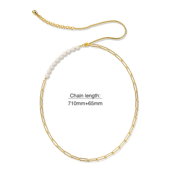 Cuban Pearl Paperclip Necklace in Gold - Image 7