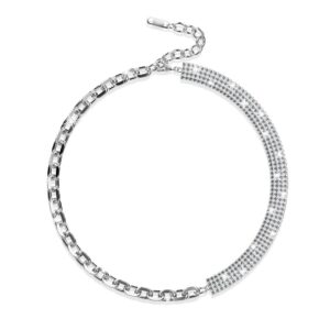 Cuban Link Chain Zircon Choker in White Gold