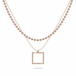 Layered Square Pendant Necklace in Rose Gold