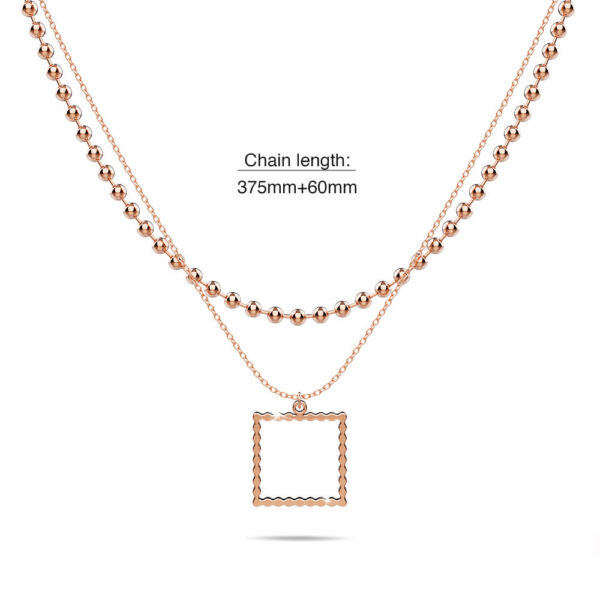 Layered Square Pendant Necklace in Rose Gold - Image 3