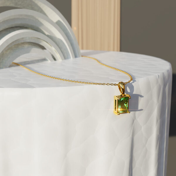 Emerald Green Robyn Rectangular Pendant Necklace - Image 2
