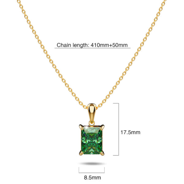 Emerald Green Robyn Rectangular Pendant Necklace - Image 5