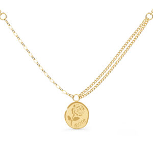 Golden Rose Engraved Pendant Necklace