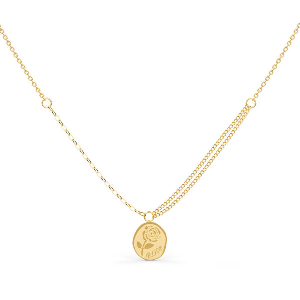 Golden Rose Engraved Pendant Necklace - Image 2