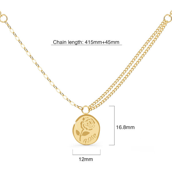 Golden Rose Engraved Pendant Necklace - Image 5
