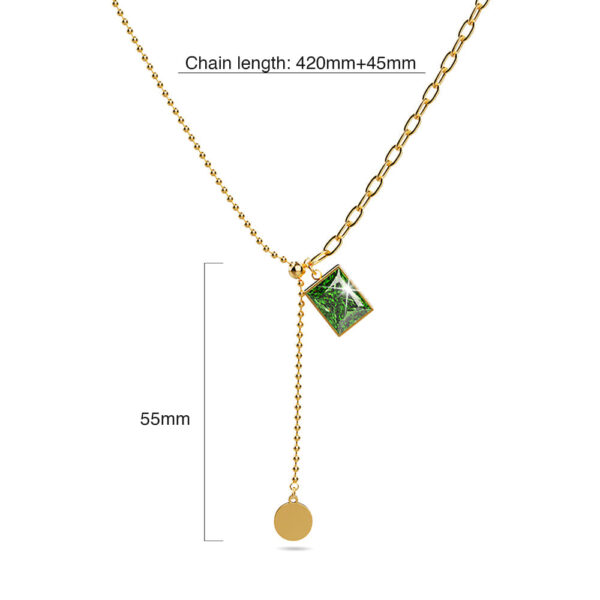 Valerie Emerald Dangly Pendant Necklace - Image 4