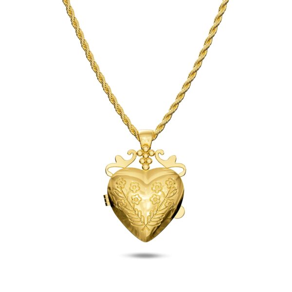 Floral Heart Photo Locket Necklace