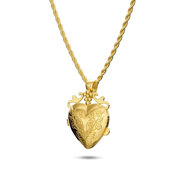 Floral Heart Photo Locket Necklace - Image 5