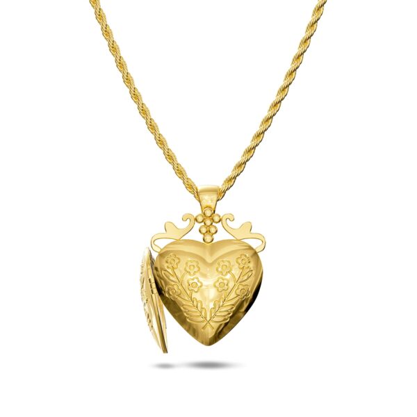 Floral Heart Photo Locket Necklace - Image 6