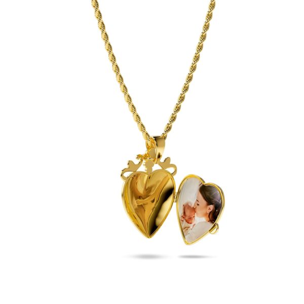 Floral Heart Photo Locket Necklace - Image 7