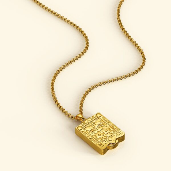 Engraved Shield Photo Locket Necklace - Image 4