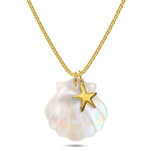 Pearl Shell & Gold Starfish Necklace