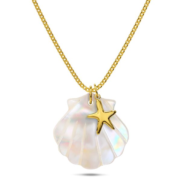 Pearl Shell & Gold Starfish Necklace