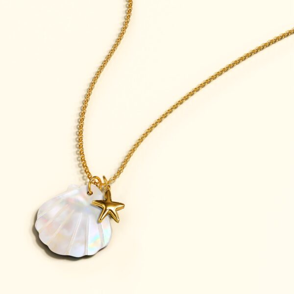 Pearl Shell & Gold Starfish Necklace - Image 2