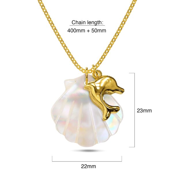Pearl Shell & Gold Dolphin Necklace - Image 8
