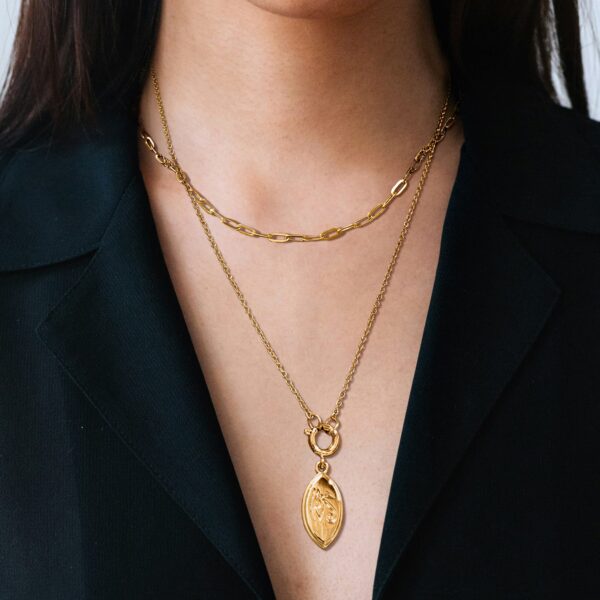 Paperclip Link Chain Gold Plated Necklace - Image 2