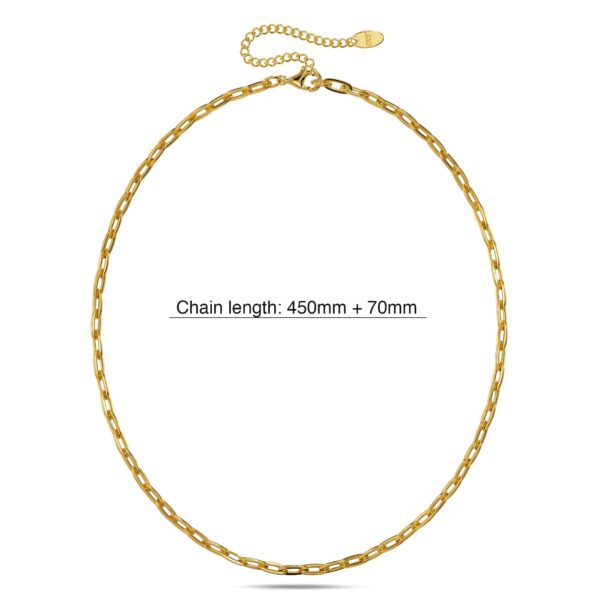 Flat Paperclip Link Chain Gold Plated Necklace - Image 3