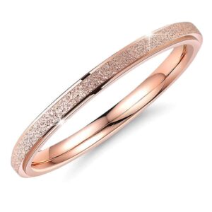 Glitter Textured Stackable Band Ring in Rose Gold Layered Steel Jewellery