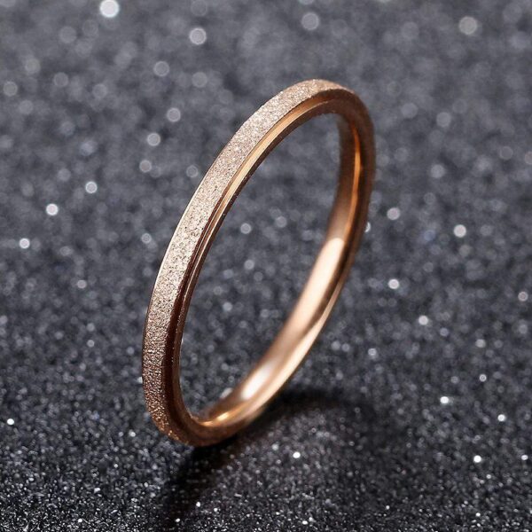 Glitter Textured Stackable Band Ring in Rose Gold Layered Steel Jewellery