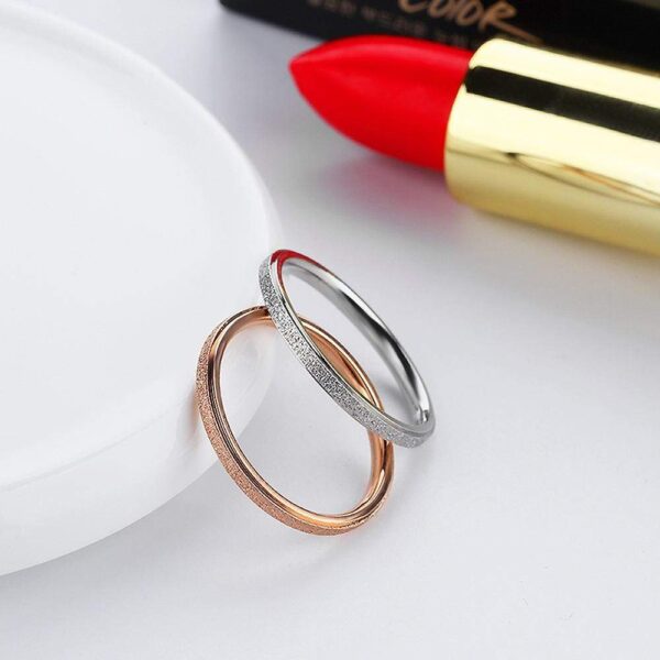Glitter Textured Stackable Band Ring in Rose Gold Layered Steel Jewellery