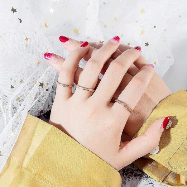 Glitter Textured Stackable Band Ring in Rose Gold Layered Steel Jewellery