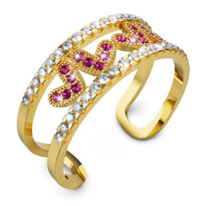 Gold Layered Red V Luxe Adjustable Ring