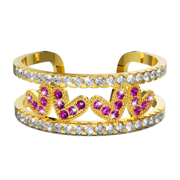 Gold Layered Red V Luxe Adjustable Ring - Image 2