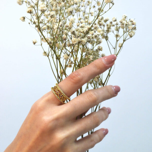 Gold Layered Red V Luxe Adjustable Ring - Image 5