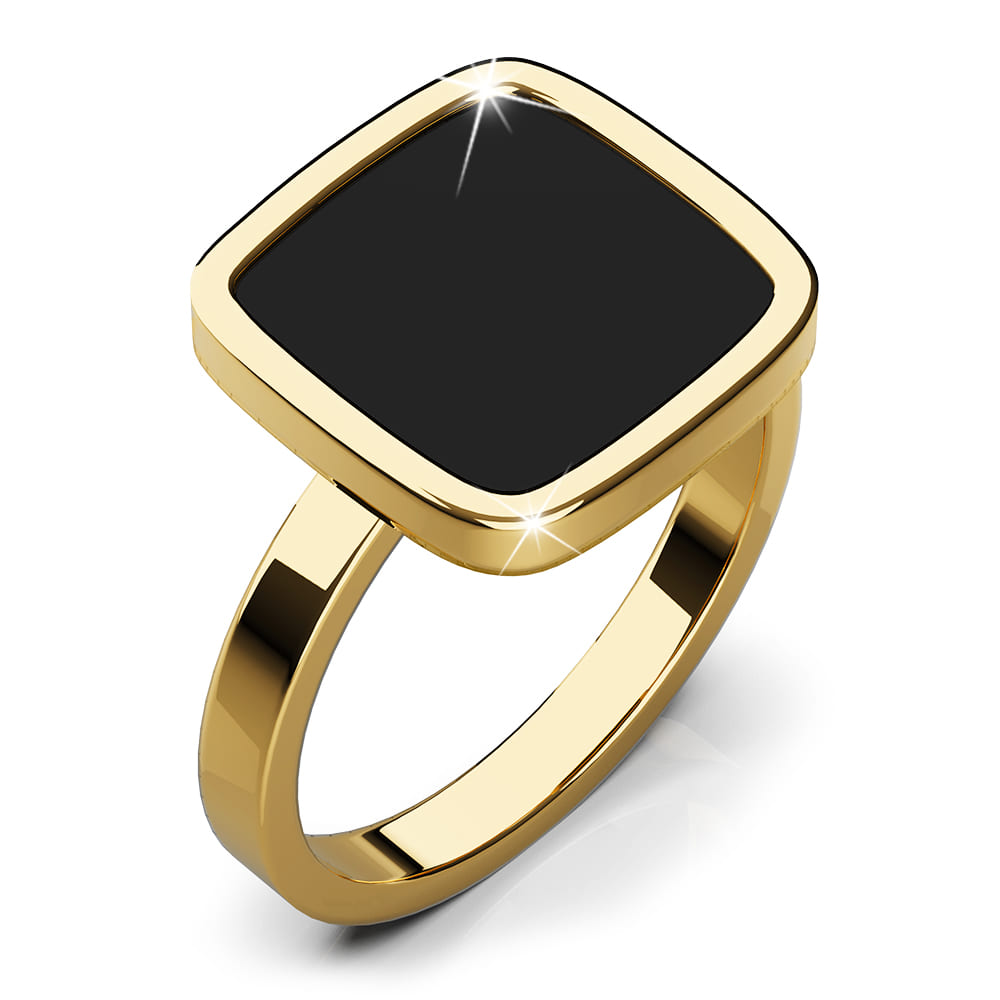 Zevon Solid Square Ring In Gold