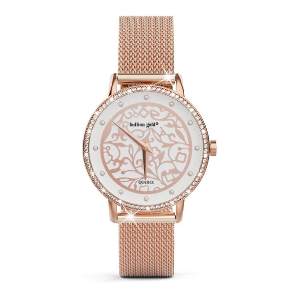 Bullion Gold Elite Watch Embellished with Rhinestone - Rose Gold - Image 2