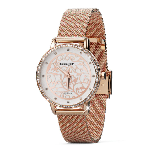 Bullion Gold Elite Watch Embellished with Rhinestone - Rose Gold - Image 3