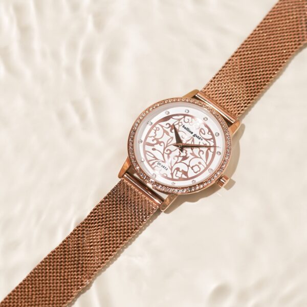 Bullion Gold Elite Watch Embellished with Rhinestone - Rose Gold - Image 4