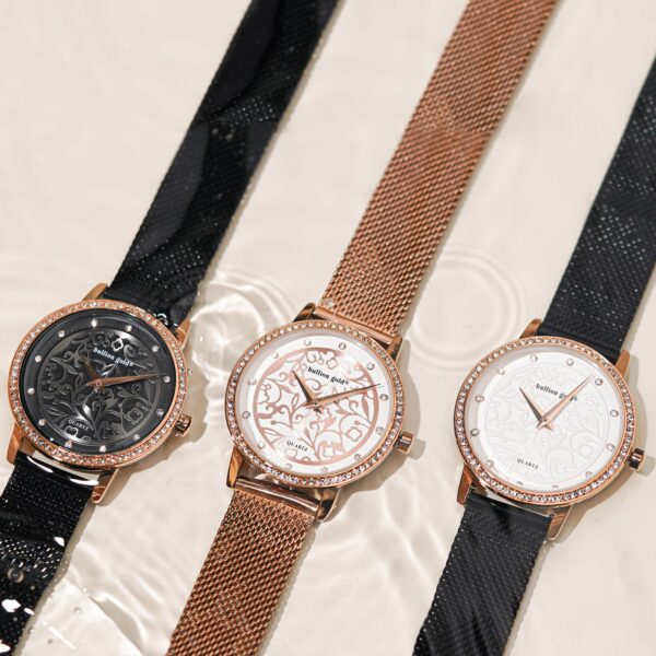 Bullion Gold Elite Watch Embellished with Rhinestone - Rose Gold - Image 5