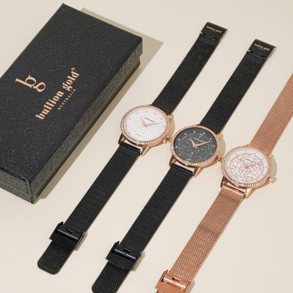 Bullion Gold Elite Watch Embellished with Rhinestone - Rose Gold - Image 6
